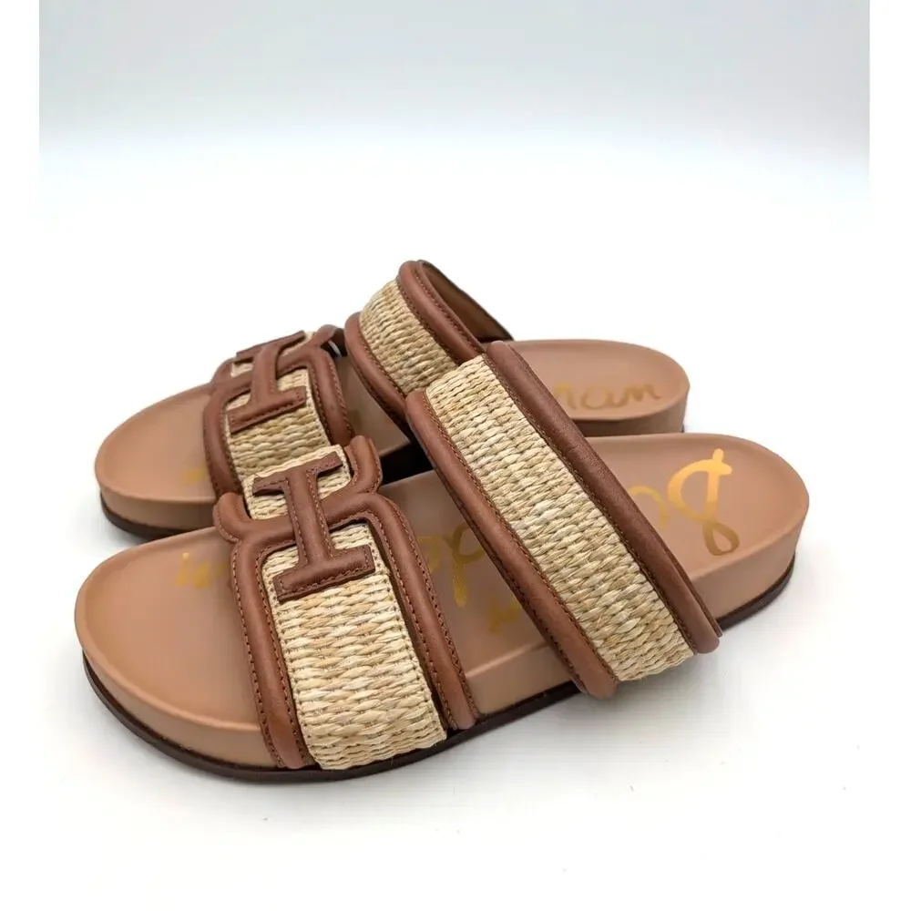 Sam Edelman Rowan Double Strap Slide Sandals Women's Dk Natural Size US6.5M - Picture 1 of 11